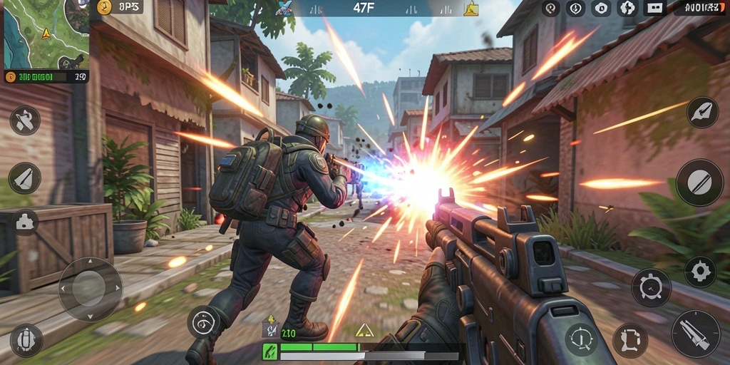 Tangkapan layar gameplay 47F menampilkan aksi pertempuran TPS yang mendebarkan.